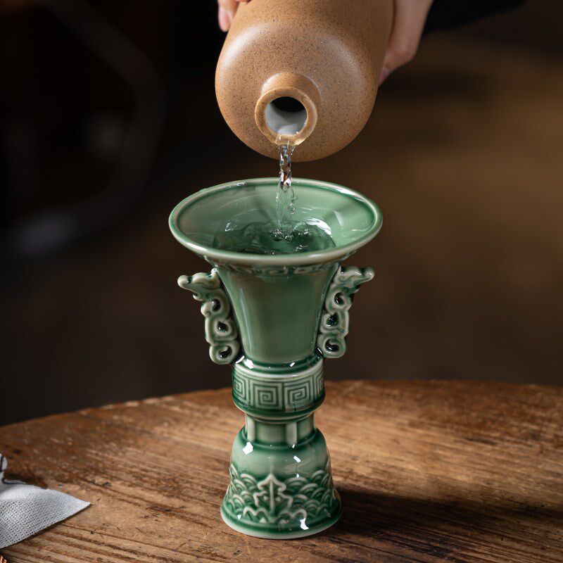 搞怪杯子古代觚杯陶瓷酒盏酒盅高颜E值樽杯酒壶酒具中国风可摆件