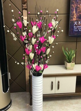 电视柜两边大摆件仿真干花花束假花客厅落地室内玄关大.装饰花摆