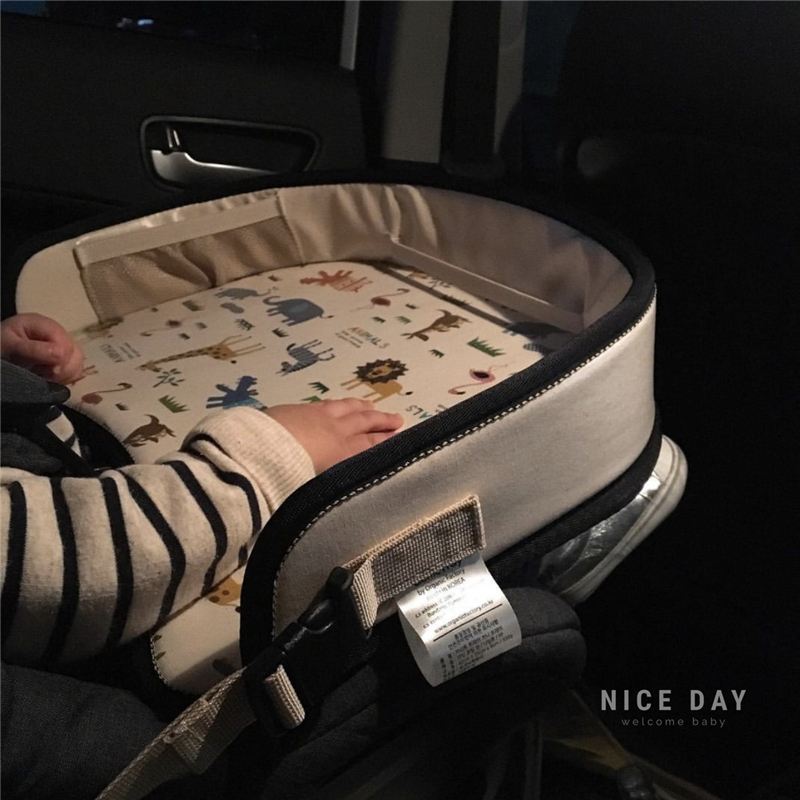 韩国insd汽车婴儿安全座椅托盘儿童防水推车餐盘小桌板收纳桌