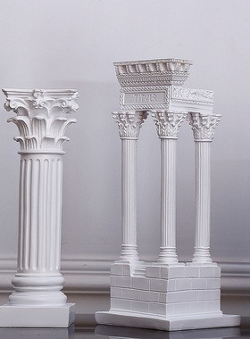 希腊古城神庙建筑模型罗马柱摆件欧式装饰N摆设石膏柱子树脂雕塑