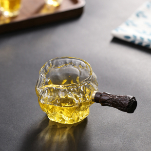 侧把玻璃锤纹公道杯透明加厚耐热分茶器家用R倒茶器匀公杯茶 日式