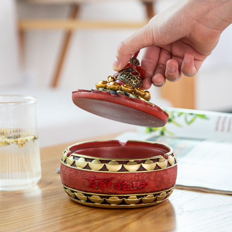 实用家居日用品礼品大象摆件中式个性G时尚创意大号烟灰缸带盖摆