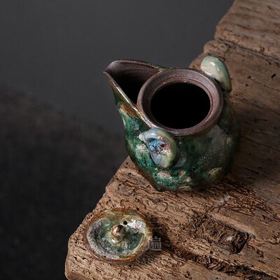 粗陶志野手抓壶h纯手工柴烧宝瓶壶功夫茶具茶壶复古单壶茶室泡茶