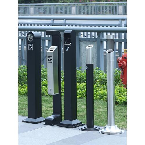 落烟号不烟灰立式灭烟头桶烟蒂收集器户外L地灰缸大锈钢柱烟柱垃