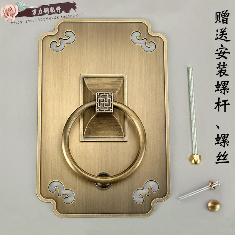 中式仿古大门把手民宿别墅门拉手环玻璃J门对开门实木门复古铜拉