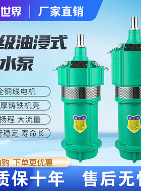 高扬程小老鼠大流量抽水泵QD多级潜水泵家用220OV油浸泵深井泵380
