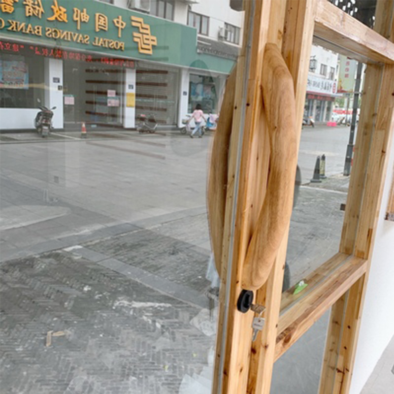 原木质色质无框玻m璃门大门拉手拉手实木把手拉c型个性创意浴室