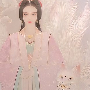 紫色九尾狐画像卷轴挂画八尾圣狐胡家东北出马客厅堂口Z供奉装饰