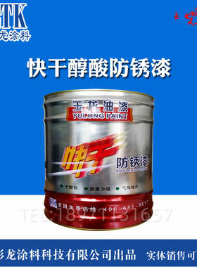 玉龙醇酸防锈漆金属漆栏杆彩钢钢结构架管红O黄蓝银粉超快干油漆
