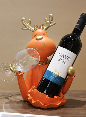 创意鹿红酒架摆件酒m柜客厅装饰品轻奢餐柜小众酒托乔迁新居礼物