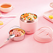 双层保温罐304不锈钢真空保x温罐户外便携饭盒带勺子便当盒保温桶