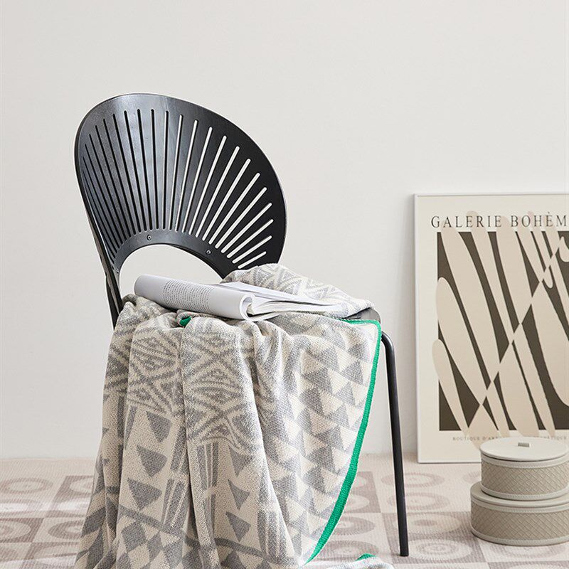 轻奢风黑色几何全棉针织盖t毯纯棉沙发午睡毛毯空调毯子软装搭配