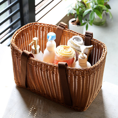 编织购物篮买g菜篮子超市手提篮水果篮 田园风野餐篮 仿藤编宠物