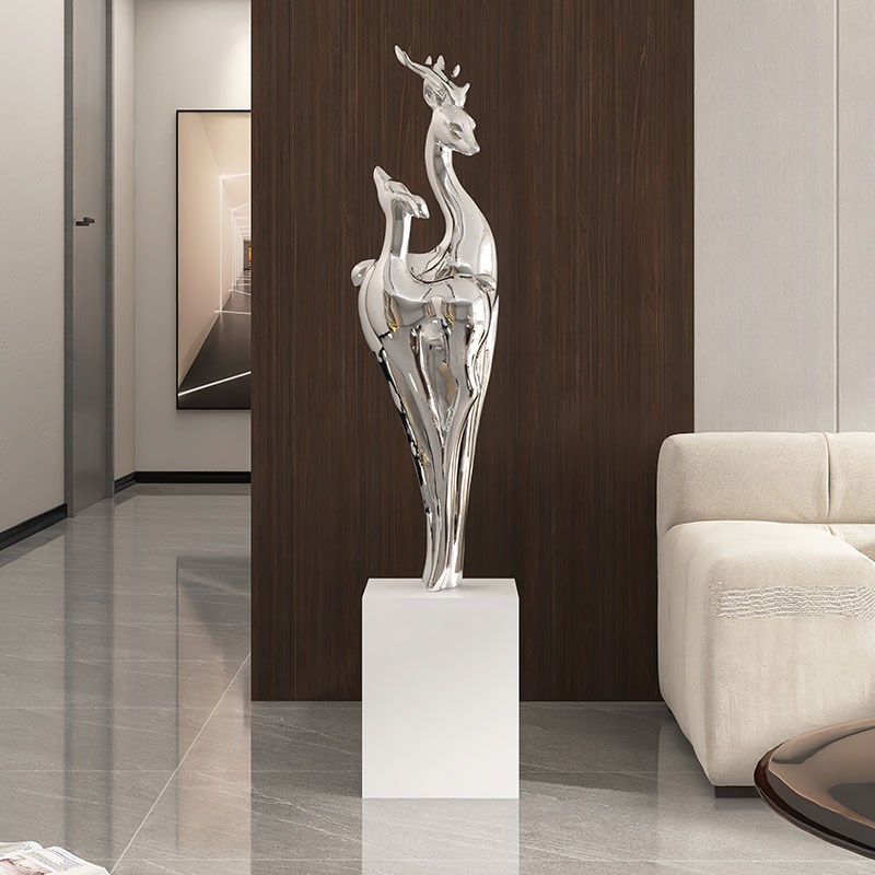 电镀福鹿大型落地摆件装饰品轻奢客厅沙发电视柜开业搬家乔迁礼物