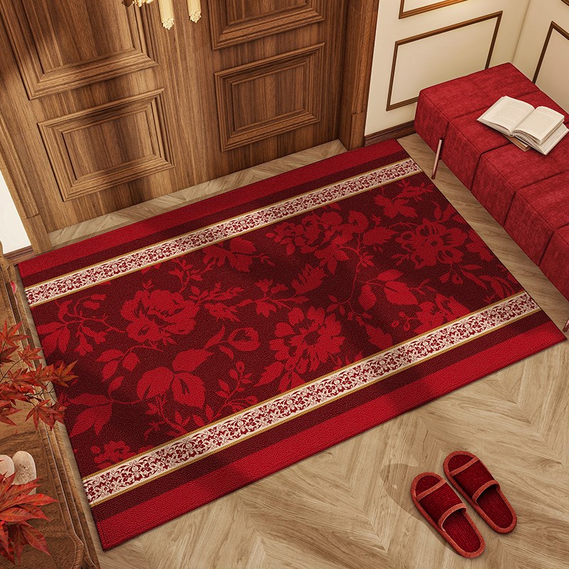 新年喜庆红色入户门地垫玄关大门进门脚垫除尘耐脏门垫可裁剪地毯