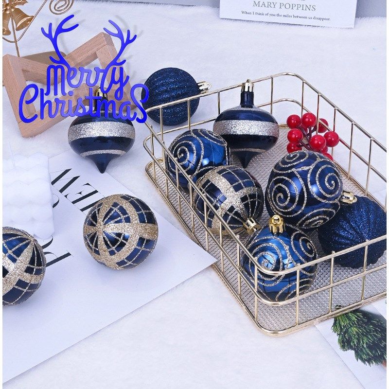 2024 圣诞新款6cm/16pcs圣诞球彩色电镀圣诞球套装圣诞树挂件装饰