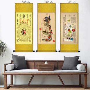 黄帝内经图 道家修真图火候图内景图绢布装饰字画 丝绸画卷轴挂画