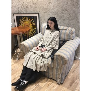 侘寂风日杂连衣裙女春秋假两件荷叶边拼接蓬蓬蛋糕衬衫裙叠穿裙子