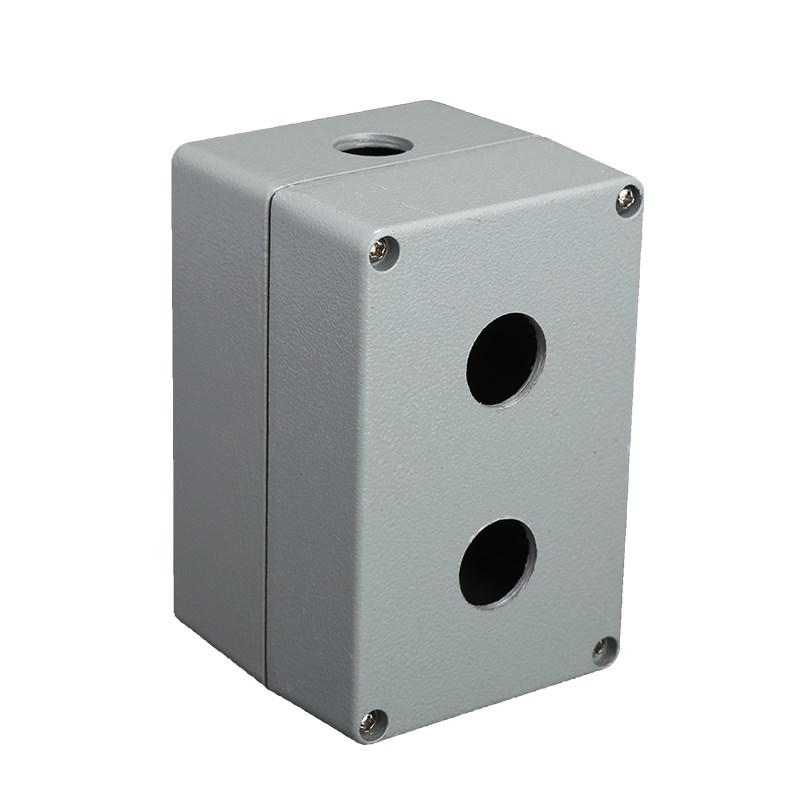 铸铝按钮盒2位加高金属按钮开关盒22mm防水控制盒双孔接线盒包邮