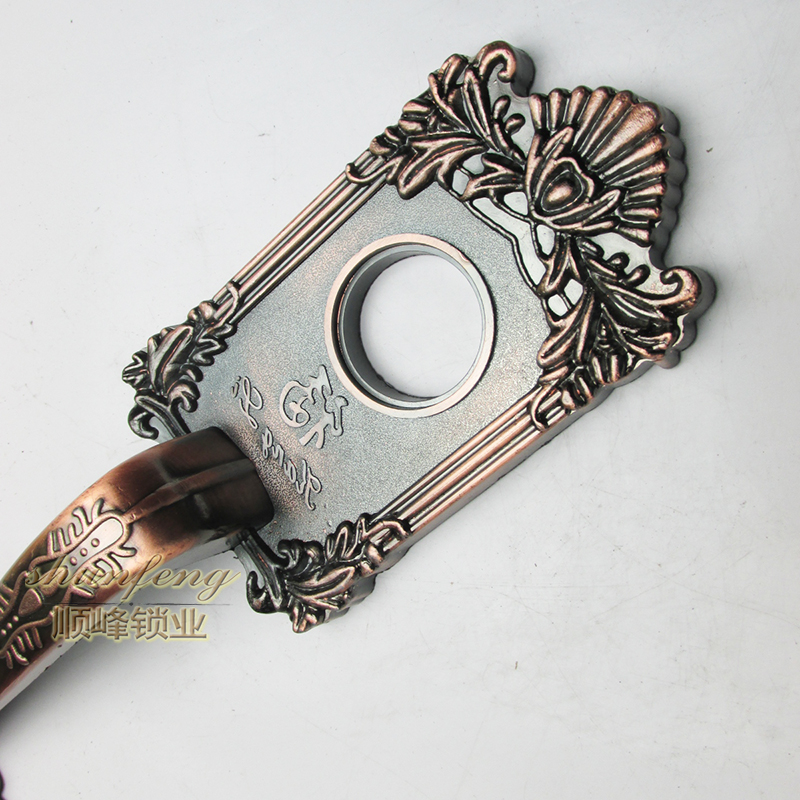 老式防盗门把手 小拉手 外装门锁拉手 铁门锁拉手 大孔 红古铜色