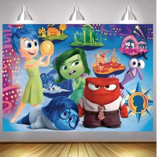 头脑特工队2主题儿童男孩女孩9周岁生日布置背景墙海报画布名字