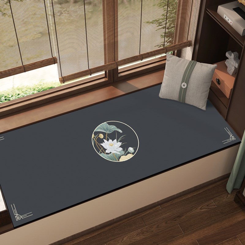 新中式皮革飘窗垫窗台垫定制高级感皮质四季通用防水防晒可擦免洗