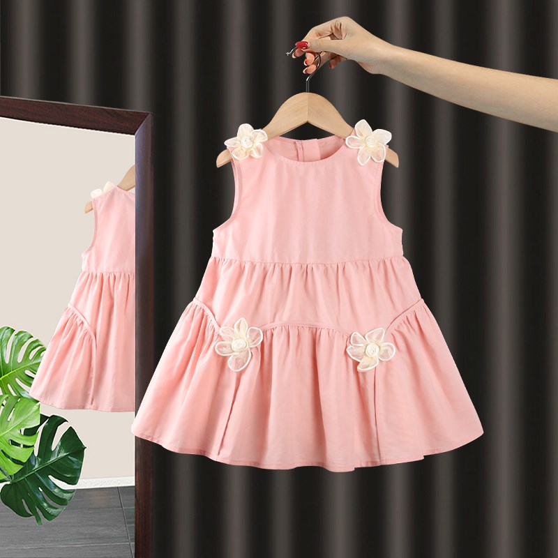 女童连衣裙2024夏季新款甜美洋气小女孩公主裙女宝纯棉无袖背心裙