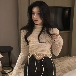 女内搭长袖 爵士舞甜辣jazz跳舞上衣蕾丝打底衫 独特绝美性感辣妹