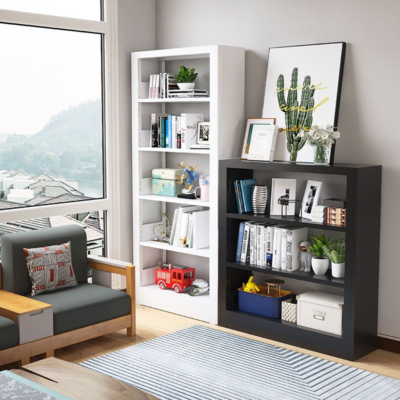 书架家用钢制图书馆铁艺置物架落地书柜绘本架多层收纳资料架子