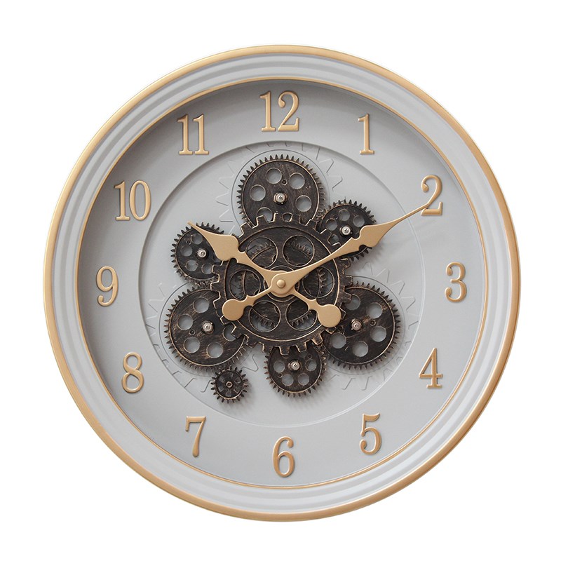 时来运转简约复古齿轮可转挂钟16英寸40cm大尺寸客厅挂表时钟表