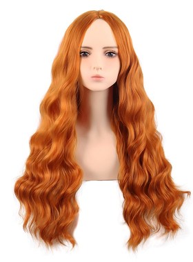 潼漫 cos假发女长发动漫高温丝水波纹羊毛卷长卷发金橙色中分头套