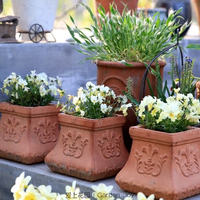 爱上花园陶盆陶缸粗陶浮雕 布口袋 花盆盆器粗陶透气园艺阳台