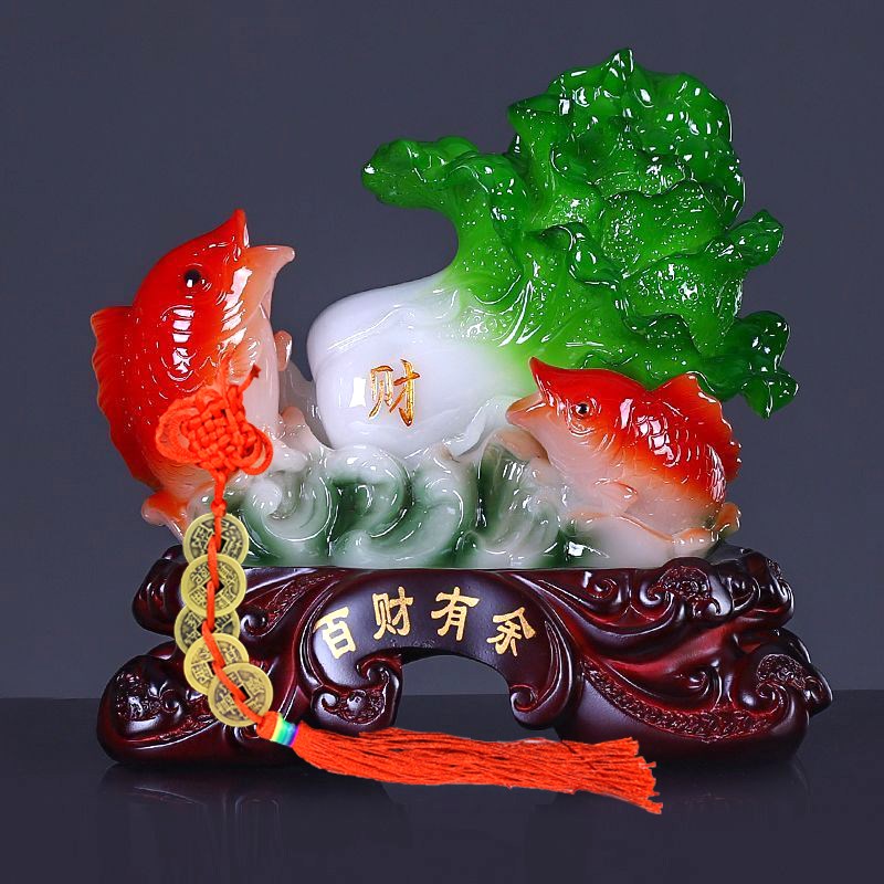 招财白菜鱼高级家居玄关办公桌摆件轻奢开业乔迁礼品招财客厅摆件