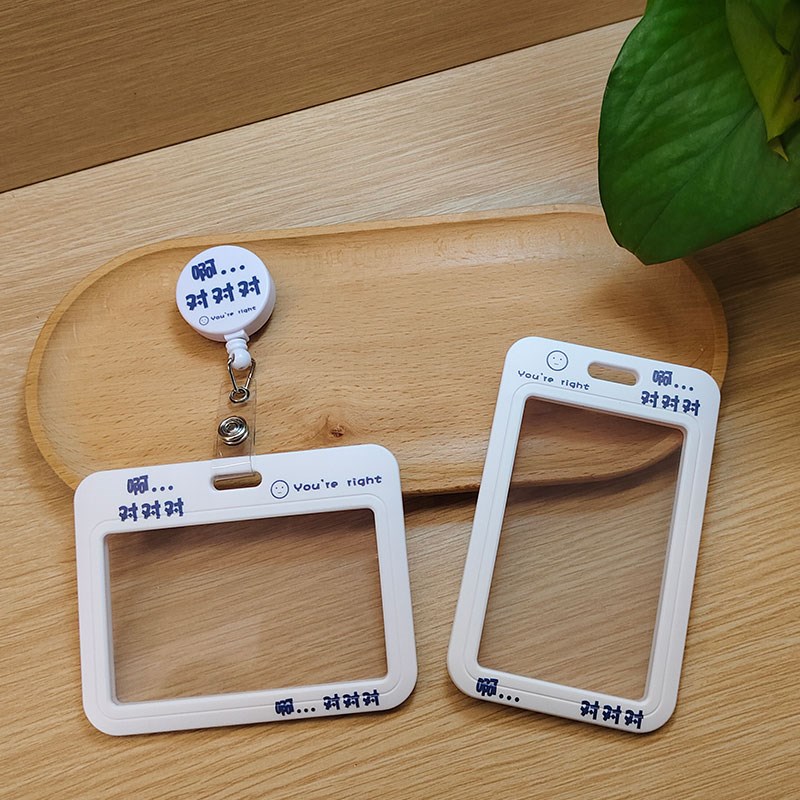双面透明证件胸牌工牌学生饭卡横版卡套证件套伸缩卡扣校园卡胸卡