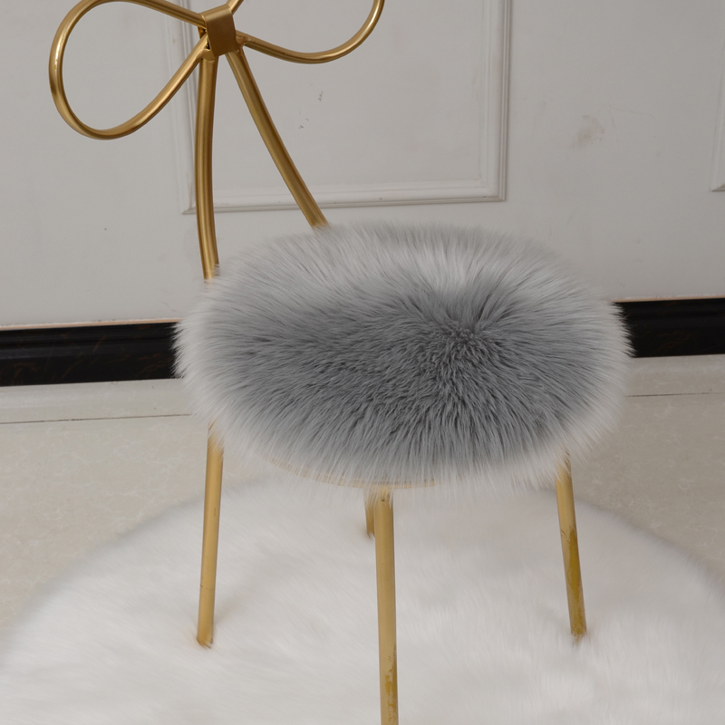 白色仿羊毛蝴蝶椅坐垫圆形椅垫梳妆台网红毛毛垫凳子加厚圆垫地垫