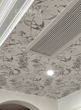 法式壁纸卧室电视背景墙燕子壁画自粘墙纸房间天花板屋顶玄关贴纸