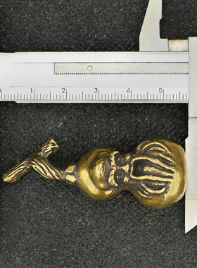 中式复古纯黄铜土地爷老仙人葫芦茶宠小摆件福禄古玩礼品