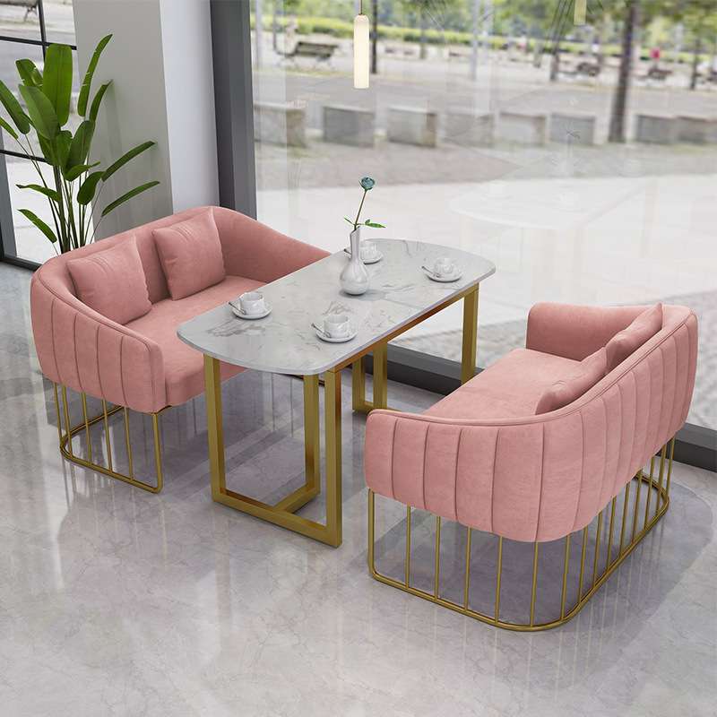 咖啡厅奶茶店铁艺沙发北欧沙发办公室接待茶几布艺沙发椅卡座组合
