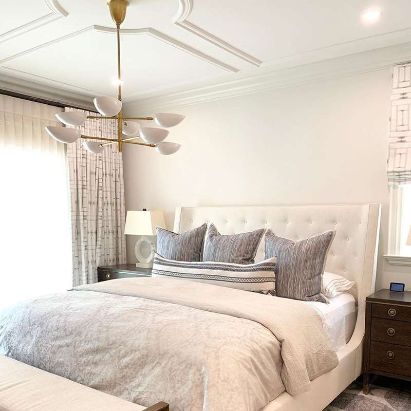 RH美式乡村大厅灯现代简约酒店高层别墅复式铝罩半圆贴金箔餐吊灯