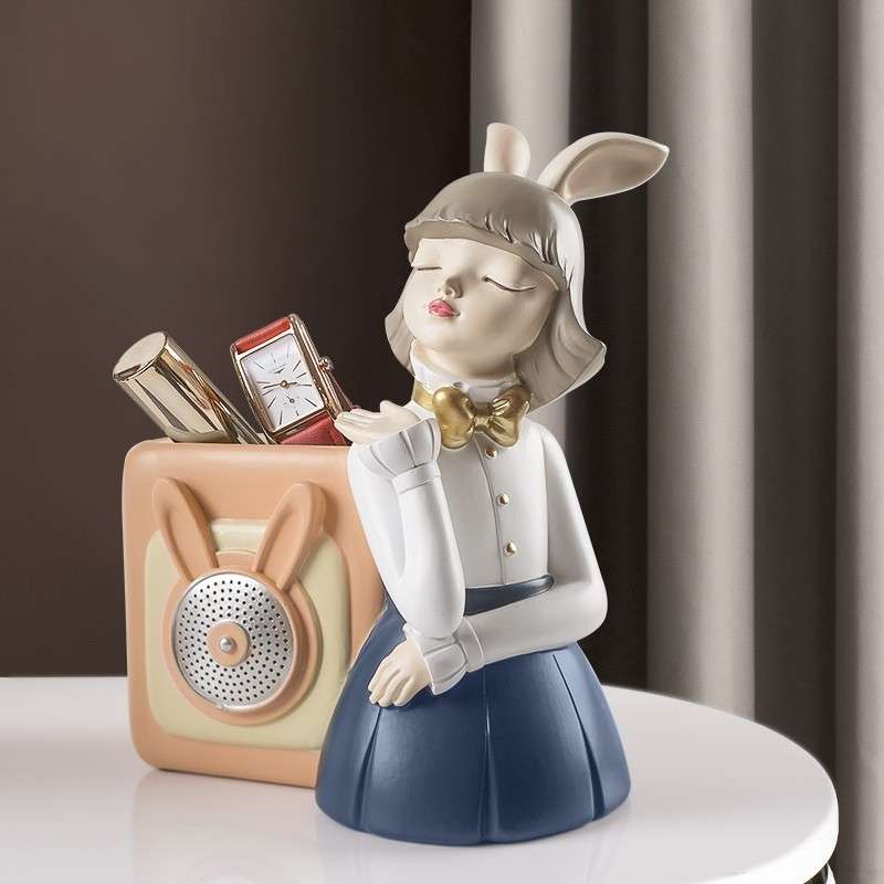 女孩笔筒摆件家居卧室女生化妆笔收纳盒遥控器桌面装饰品创意家居