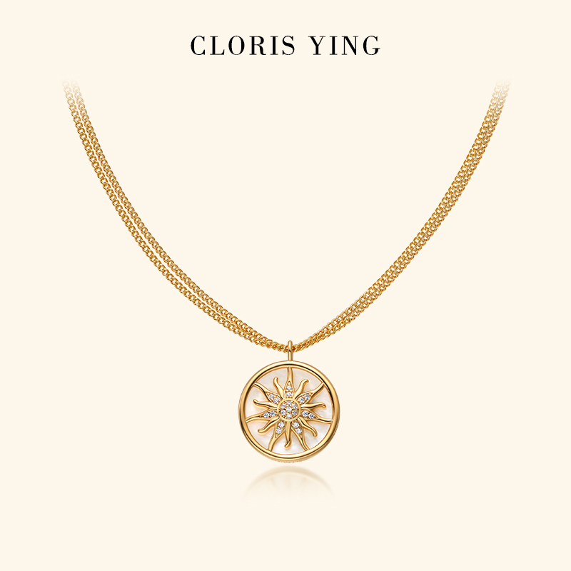 CLORIS  YING太阳神贝母项链轻奢小众吊坠颈链日常百搭叠戴锁骨链