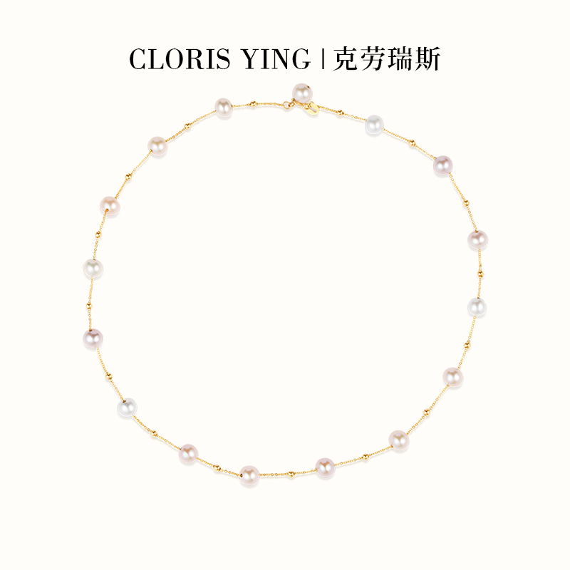 CLORIS YING 淡水珍珠18k金锁骨链时尚气质百搭满天星项链