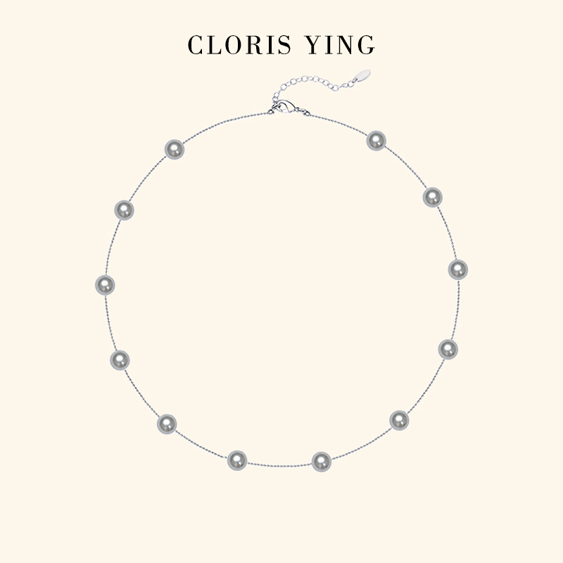 CLORIS  YING卢昱晓同款满天星珍珠项链中长款叠戴高级灰色毛衣链