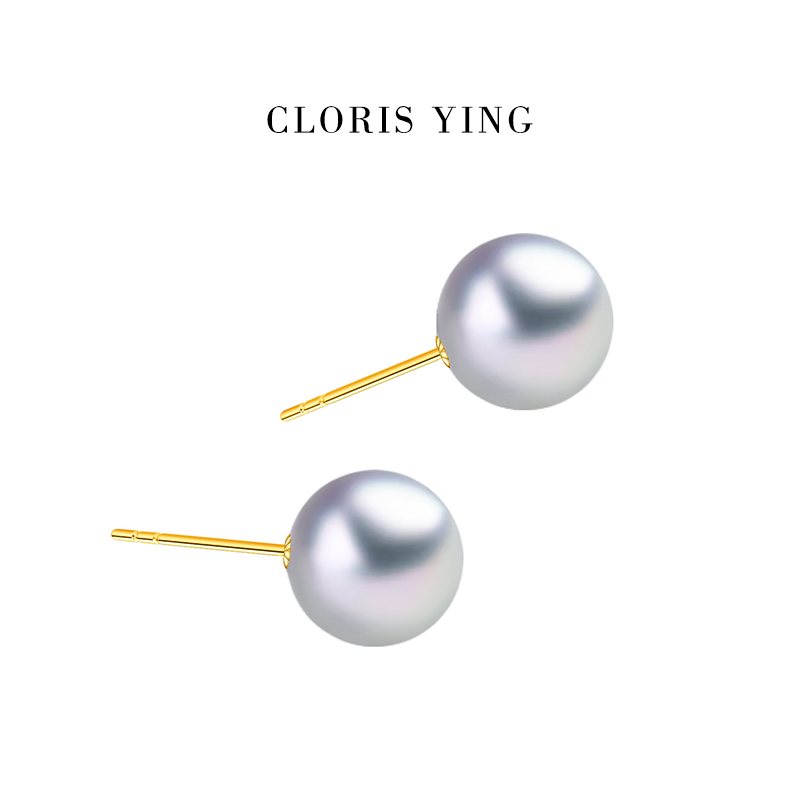 CLORIS  YING18K金真多麻海水珍珠耳钉 简约大气高亮珍珠耳饰女款