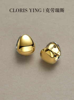 CLORISYING金色双色豆豆简约耳环
