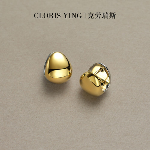 CLORISYING金色双色豆豆简约耳环