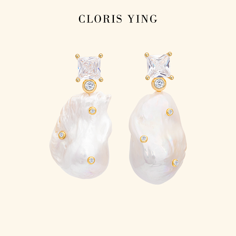 CLORIS  YING张靓颖同款 节日礼物巴洛克珍珠耳钉高级感耳坠耳饰
