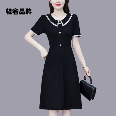 朗姿约定娃娃领连衣裙女2026秋装新款今年流行小个子气质黑色裙子