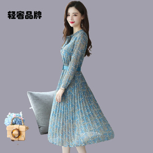 朗姿约定早春秋装2026年新款女装碎花雪纺连衣裙子御姐风长袖长裙