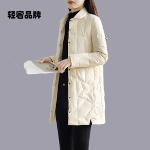 朗姿约定轻薄羽绒服女中长款2026年冬季新款韩版白鸭绒立领外套潮